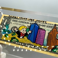 Richie Rich Money Art Painted Dollar Bill Currency Collector Pop Art Wall Street picture