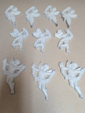 Cherub Wall Plaques Flying Angel Figures Ivory Lot of 10 picture