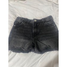 H&M Divided Girls Black Denim Cutoff Shorts Size 8 Distressed Frayed Hem picture