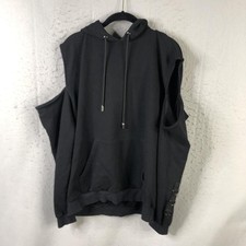 LF The Brand Hoodie Womens S Black Cold Shoulder Straps Punk Gothic Streetwear picture