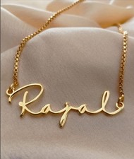 Gold Personalized Name Necklace, 18K Solid Gold Custom Name Plate Necklace, picture