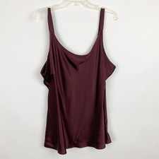 Talbots Woman 100% Silk Adjustable Strap Camisole Top Womens 2X Burgundy picture