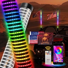 2PCS COB 1FT/2FT/3FT Fat Whip Lights Spiral Chasing Lighted for Can am UTV ATV picture