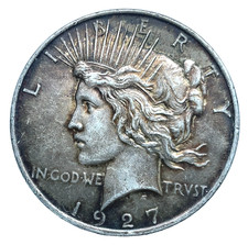 1927-D Peace Silver Dollar Toned AU-About Uncirculated $1 US Coin # 575 picture