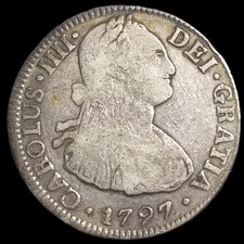 Mexico Spanish Colonial 2 Reales Carol Carolus IIII 1797 Mo FM Nice Toning picture