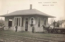 Railroad P.M. Depot, Berville MI Michigan RPPC Photo Postcard COPY picture