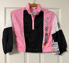NWT Justice NASCAR Colorblock Half Zip Windbreaker Jacket Girls XS Pink picture