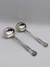Opulent 1824 Pair of English Sterling Silver Ladles w/Crest and No Monogram picture