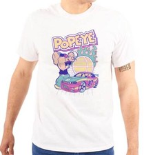 Cool Popeye the Sailor Man Flaming Racecar Womens or Mens Crewneck T Shirt Tee picture