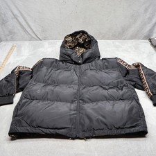 Fendi Jacket Mens Large Black Zucca Monogram Reversible Puffer Luxury Italy Made picture