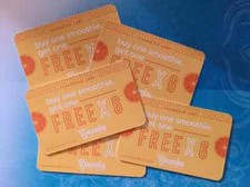 Jamba Juice BOGO Buy 1 Get 1 Smoothies Card - 6 B1G1 Uses - Digital & Mailed picture