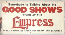 Antique advertising sign THE EMPRESS theater Vaudeville 1930s Seattle? ephemera picture