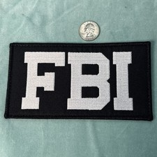FBI Embroidered Vest patch Approx 3.25” x 6” Hook & Loop Silver/White on Black picture