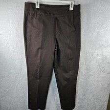 Chico's Slim Leg Trouser Pants Dark Brown Cotton Blend Pull-On Women's Size 14 picture
