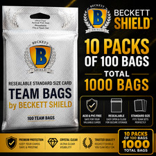 1000 PACK - Beckett Shield Team Bags Resealable Sleeves - 10 Packs of 100 Bags picture