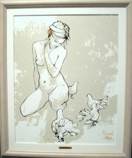Nude: Young Girl with Doves - Bernard Dufour picture