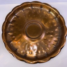 Vintage Gregorian Solid Copper Scalloped Tray Platter USA Arts & Crafts Decor picture