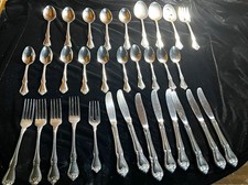 32 piece 1881 Roger’s Stainless Oneida LTD  silverware ARBOR ROSE picture