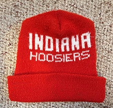 Vintage Indiana Hoosiers Knit Beanie Hat Red White IU NCAA College Winter Cap picture