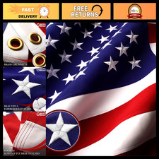 3x5 Ft USA Flag Deluxe TearProof, Super Tough Spun Polyester, Embroidered Stars, picture