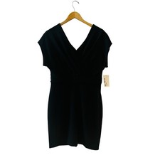 En Focus V Neck Dolman Sleeve Belted Dress Size S Small NWT Black picture