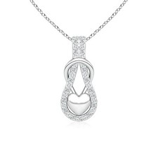 ANGARA 0.32 Ctw Natural Diamond Infinity Knot Pendant Necklace in 14K Solid Gold picture