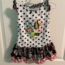 Ric Rac & Ruffles Girls Size Fish Embroidered Tunic Top  Ruffle Hem Size 6 picture