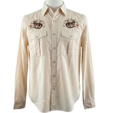 RARE-Howler Brothers Gaucho Snapshirt Mens Small Tan Embroidered Western NWT picture