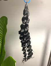 100% Human Hair Deep Wave Crochet Hair Extension 18in Black Wavy Texture 50g picture