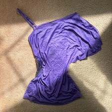 y2k purple asymmetrical studded one shoulder top picture
