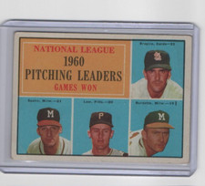 1961 Topps NL Pitching Leaders, EX #47 Centered, Broglio, Spahn, Burdette, Law picture