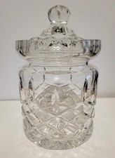 Vintage Lead Crystal Cut Glass Biscuit Barrel or Cookie / Candy Jar 6.75
