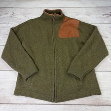 Orvis Men's L Wool Jacket Full Zip Sweater Shooting Field Hunting Shoulder Patch picture