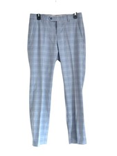 Alfani Mens Slim fit Dress Pants 30 / 30 Light Blue Plaid Stretch picture