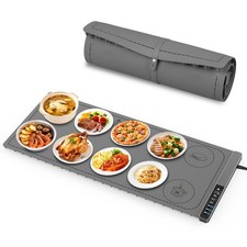Warming Mat for Food 3-Zone 36x15 Inch 9 Temp Timer Child Safety Lock Gray 36in picture