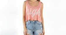Forever 21 coral pink graphic crop tank, size Small. picture