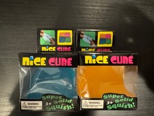 NEW Nee Doh Nice Cube - SuperSolid Squish ORANGE and BLUE lot of 2 picture