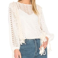 NWOT RARE See by Chloe Crochet Pullover Sweater in Cream/White Size 34 picture