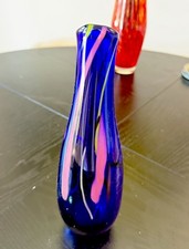 Murano Art Glass Hand Blown Vase Signed By Artist 9.5” picture