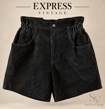 Vintage Express Compagnie Internationale Black Suede High Rise Shorts Size Small picture