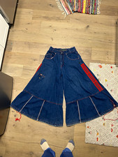 Vintage Rare Kikwear Just Say Glow Jeans 34x30 60” Leg Opening Rave Wide picture