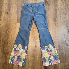 Vtg 70s Maverick Bell Bottom Jeans Womens 11 12 Denim Flare Hippy Boho 28 x 31 picture