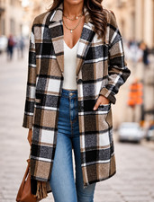 Women's Casual Hooded Plaid Jacket picture