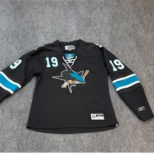 Reebok San Jose Sharks Joe Thornton 19 Jersey Womens Large Black NHL Hockey picture