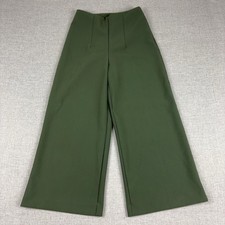 Joie Womens Size 2 Olive Green Wide Leg Crepe High Rise Dress Pants Trousers picture