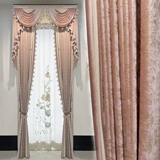 luxury European Embroidery valance shade pink lace Velvet curtain tulle M1784 picture