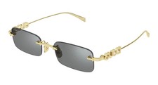 Gucci GG1808S 003 Rimless Rectangle Sunglasses Gold Grey Lens Logo Unisex picture