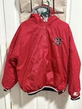 Vintage 90s Starter Nebraska Huskers Puffer Jacket Pullover Half Zip Hooded L picture