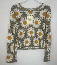 Rebellion Again Daisy Crochet Top Sweater Boho Cottagecore Festival Small NWT picture