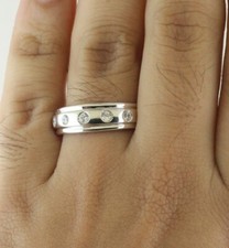 1/4 CT REAL DIAMOND FIVE STONE WEDDING ENGAGEMENT MENS BAND RING 14K GOLD  picture